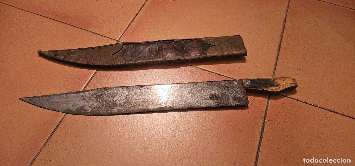 Militaria: Espectacular cuchillo espa&ntilde;ol siglo XIX con funda