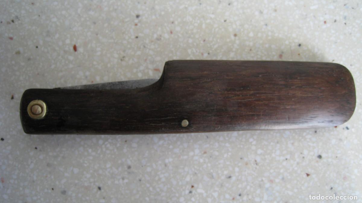 Militaria: ANTIGUA Y RARA NAVAJA PLEGABE PALO SANTO Y ACERO AL CARBONO LA MARCA SON UNA BARCA CON 3 REMEROS