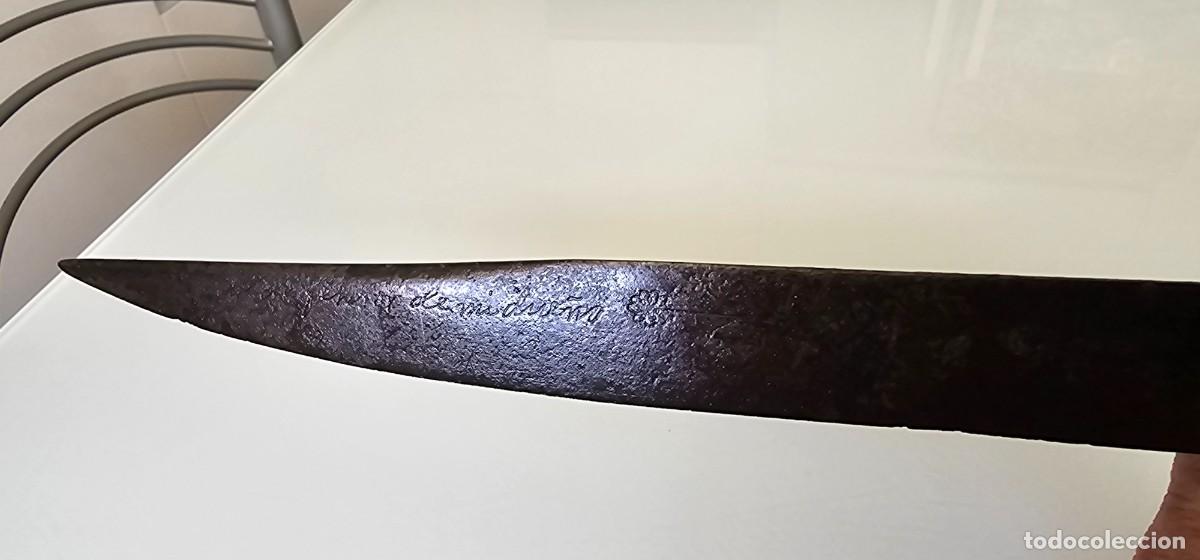 Militaria: Cuchillo espa&ntilde;ol grabado en hoja siglo XIX