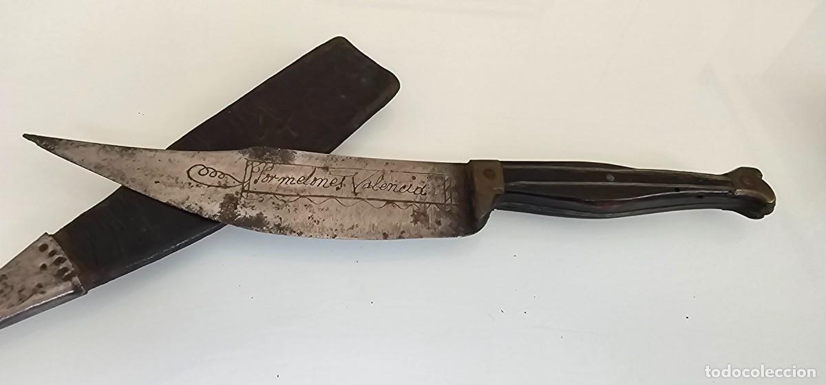 Militaria: Interesante cuchillo espa&ntilde;ol grabado en hoja siglo XIX