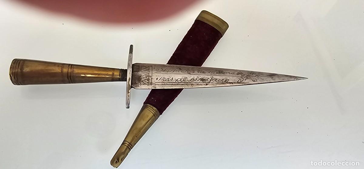 Militaria: Preciosa daga dama espa&ntilde;ola grabada siglo XIX