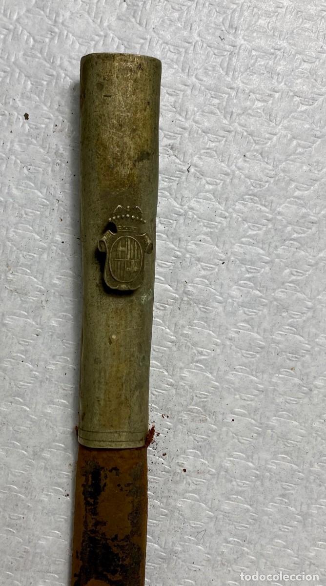 Militaria: VAINA de espada en cuero y alpaca Siglo XIX Original 83cm