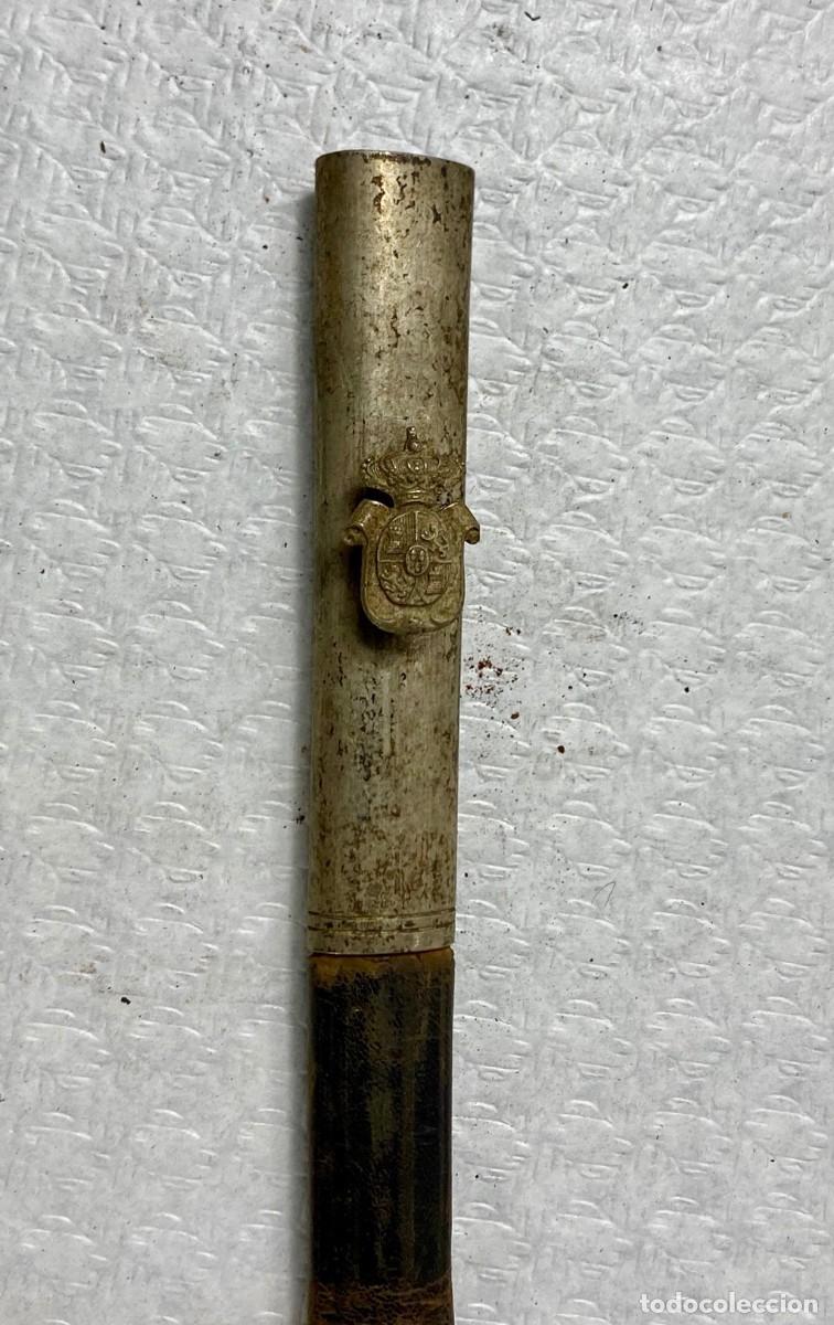 Militaria: VAINA de espada en cuero y alpaca Siglo XIX Original 76cm