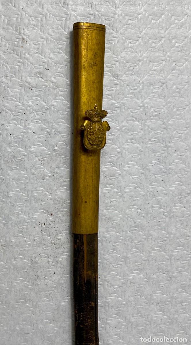 Militaria: VAINA de espada en cuero y lat&oacute;n sobredorado Siglo XIX Original 86,8cm