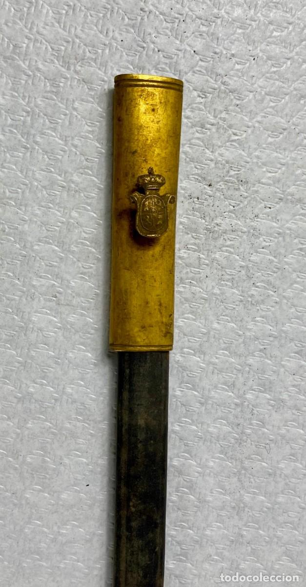 Militaria: VAINA de espada en cuero y lat&oacute;n sobredorado Siglo XIX Original 78cm