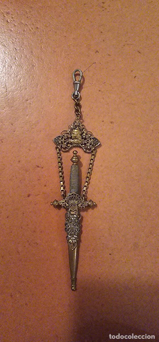 Militaria: Preciosa miniatura daga tijeras siglo XIX XX