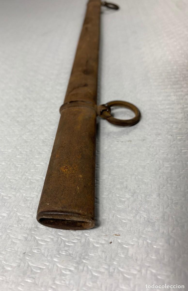 Militaria: VAINA de espada en acero con dos anillas Siglo XIX Original 83cm