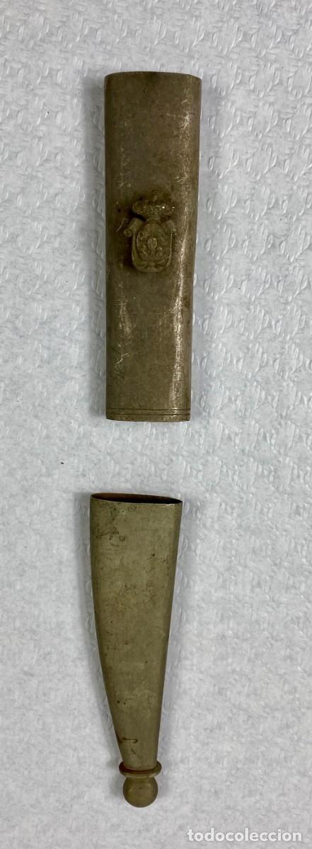 Militaria: Brocal y contera para vaina de cuero de espada Siglo XIX Original 4