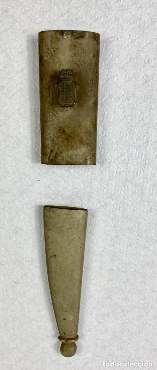 Militaria: Brocal y contera para vaina de cuero de espada Siglo XIX Original 5