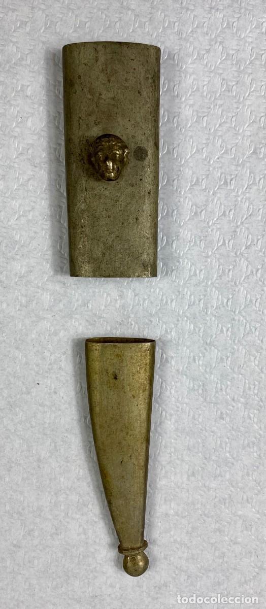 Militaria: Brocal y contera para vaina de cuero de espada Siglo XIX Original 6