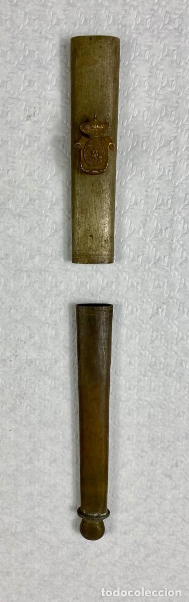 Militaria: Brocal y contera para vaina de cuero de espada Siglo XIX Original 11