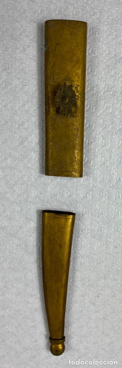 Militaria: Brocal y contera para vaina de cuero de espada Siglo XIX Original 12