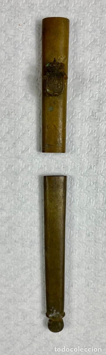 Militaria: Brocal y contera para vaina de cuero de espada Siglo XIX Original 13