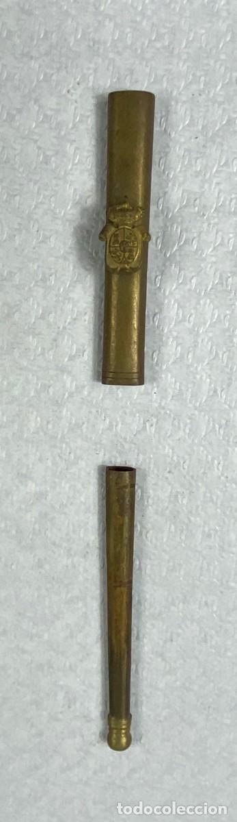 Militaria: Brocal y contera para vaina de cuero de espada Siglo XIX Original 16