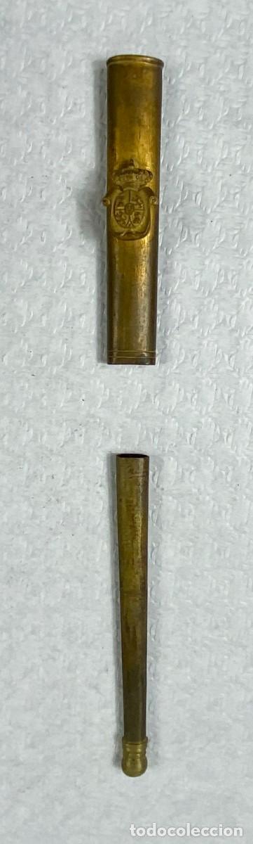 Militaria: Brocal y contera para vaina de cuero de espada Siglo XIX Original 17