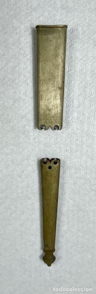 Militaria: Brocal y contera para vaina de cuero de espada Siglo XIX Original 18