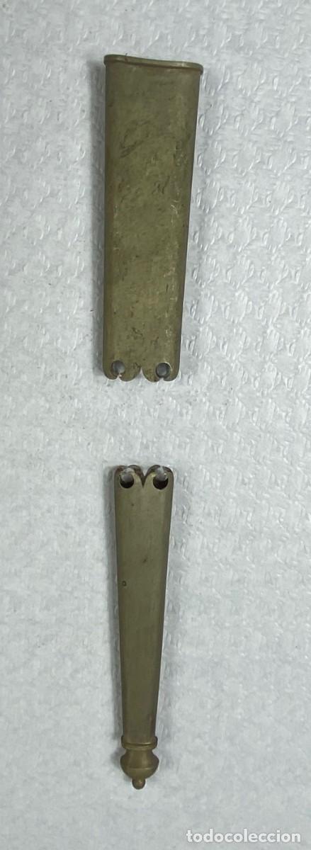 Militaria: Brocal y contera para vaina de cuero de espada Siglo XIX Original 19