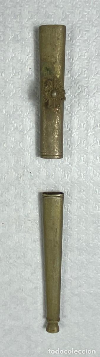 Militaria: Brocal y contera para vaina de cuero de espada Siglo XIX Original 23