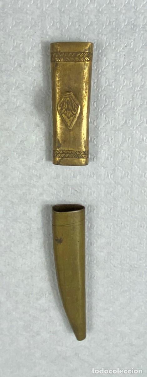 Militaria: Brocal y contera para vaina de cuero de espada Siglo XIX Original 33