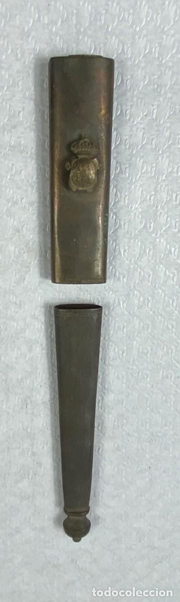 Militaria: Brocal y contera para vaina de cuero de espada Siglo XIX Original 34
