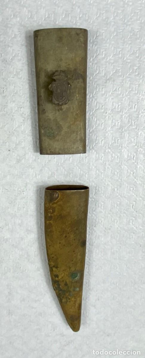 Militaria: Brocal y contera para vaina de cuero de espada Siglo XIX Original 35