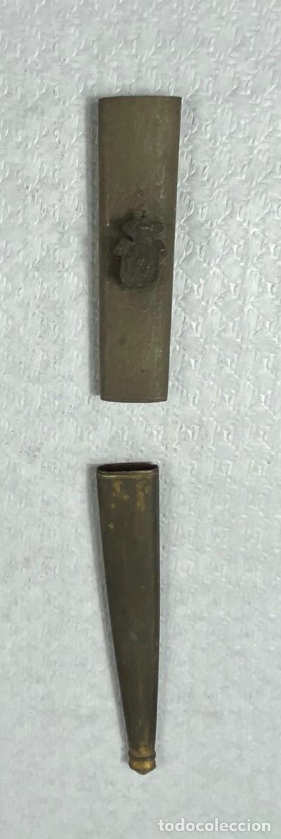 Militaria: Brocal y contera para vaina de cuero de espada Siglo XIX Original 40