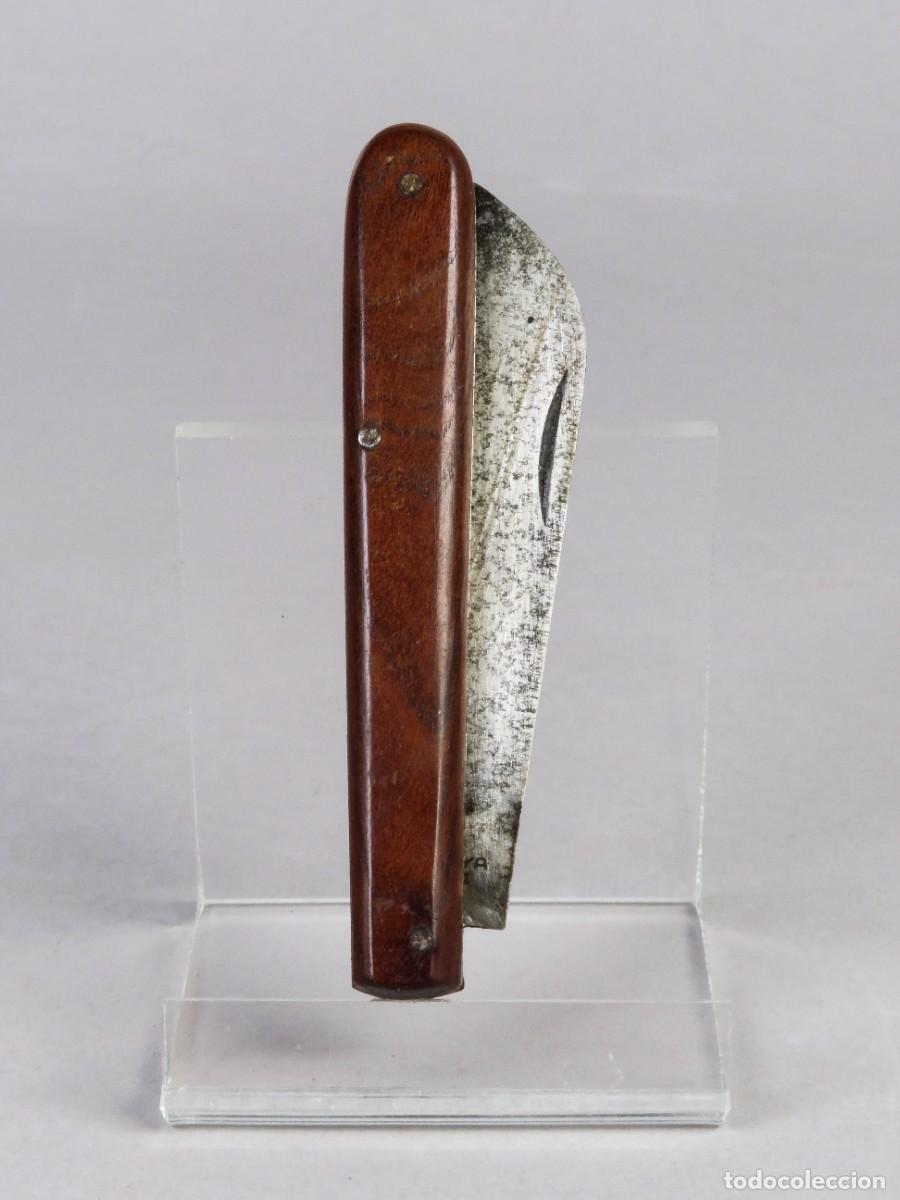 Militaria: Navaja PAYA IBI cachas de madera y hoja curva siglo XX
