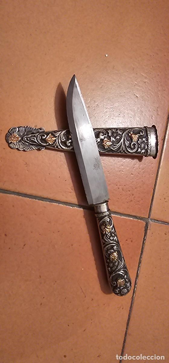 Militaria: Precioso cuchillo argentino plata o similar muy trabajado