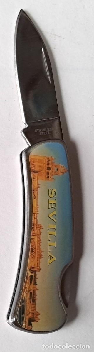 Militaria: SOUVENIR DE SEVILLA, NAVAJA PEQUE&Ntilde;A PEGABLE CON IMAGEN EN EL MANGO. NAVASOU-06 ,10