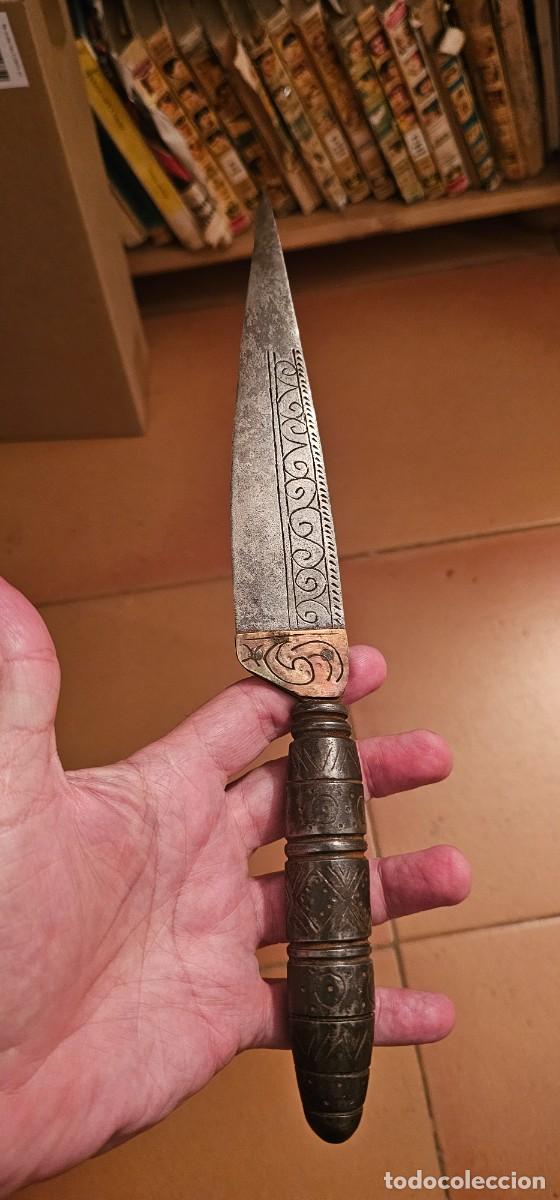 Militaria: Espectacular cuchillo espa&ntilde;ol grabado buril siglo XVIII