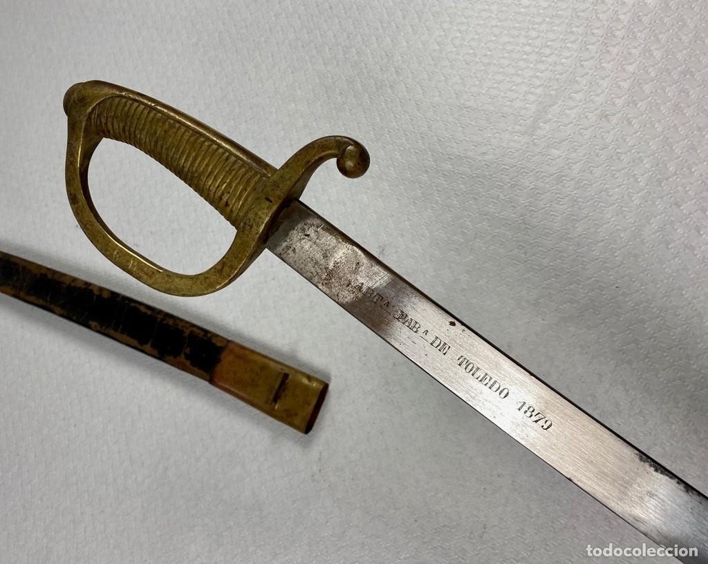 Militaria: SABLE BRIQUET ESPA&Ntilde;A SARGENTOS DE A PIE ARTILLER&Iacute;A F&Aacute;BRICA DE TOLEDO 1879 COMPLETO CON SU VAINA Y EN