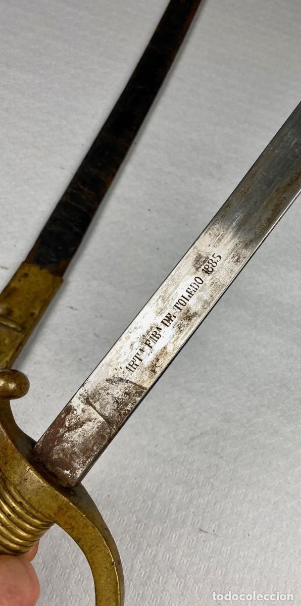 Militaria: SABLE BRIQUET ESPA&Ntilde;A SARGENTOS DE A PIE ARTILLER&Iacute;A F&Aacute;BRICA DE TOLEDO 1885 COMPLETO CON SU VAINA Y EN