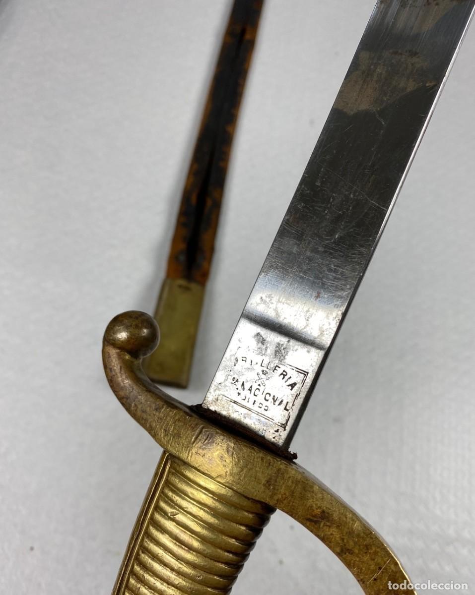 Militaria: SABLE BRIQUET ESPA&Ntilde;A SARGENTOS DE A PIE ARTILLER&Iacute;A F&Aacute;BRICA DE TOLEDO MARCAJE CON LOGO POSTERIOR A 19