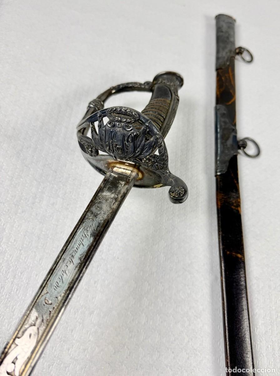 Militaria: Sable para oficial de la Milicia Nacional Toledo 1856 versi&oacute;n personalizada ba&ntilde;ada en plata Original