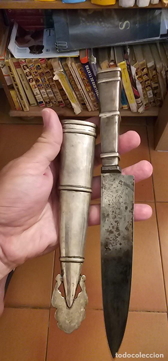 Militaria: Precioso y grande cuchillo gaucho plata antiguo