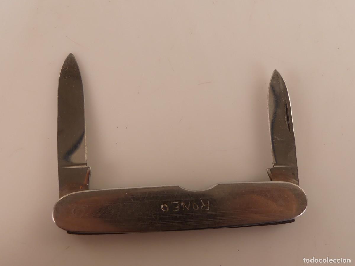 Militaria: NAVAJA DOBLE HOJA CACHAS DE METAL