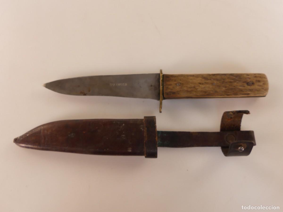 Militaria: ANTIGUO CUCHILLO SOLINGEN CACHAS DE MADERA CON FUNDA &ndash; OBJETO DE COLECCI&Oacute;N