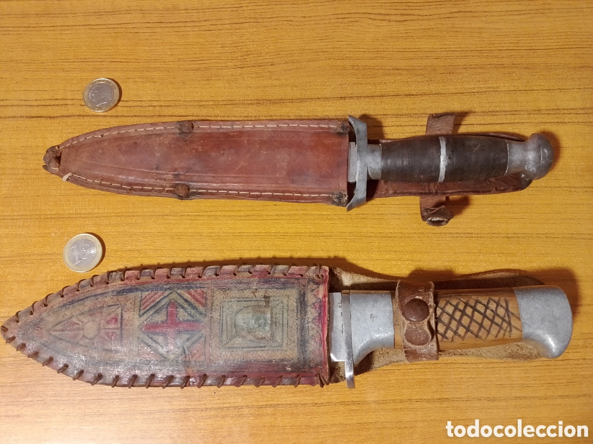 Military Antiques: LOTE DOS CUCHILLOS O MACHETES ANTIGUOS TAL COMO DE VEN EN LA IMAGEN UNO DE ALBACETE DE GRAN TAMA&Ntilde;O