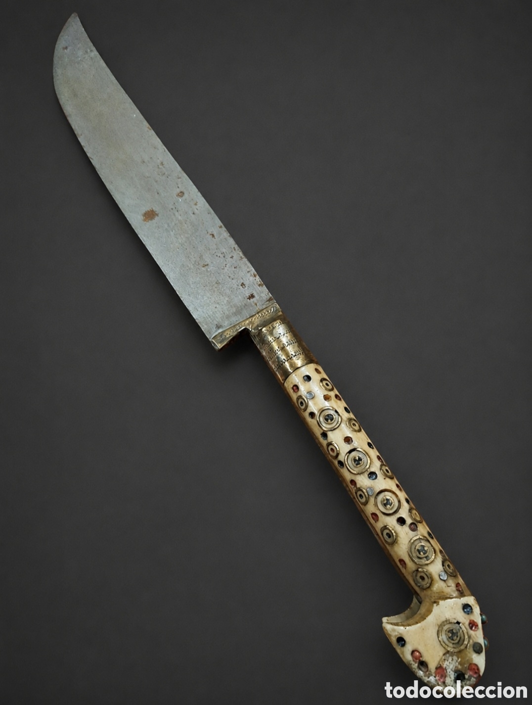 Military Antiques: Cuchillo de los balc&aacute;nes Sarajevo alrededor de 1893 con mango de hueso e incrustaciones
