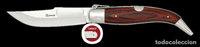 Militaria: NAVAJA N&ordm;0 TEJA MADERA ROJA 8.2 CM CON CARRACA 01851