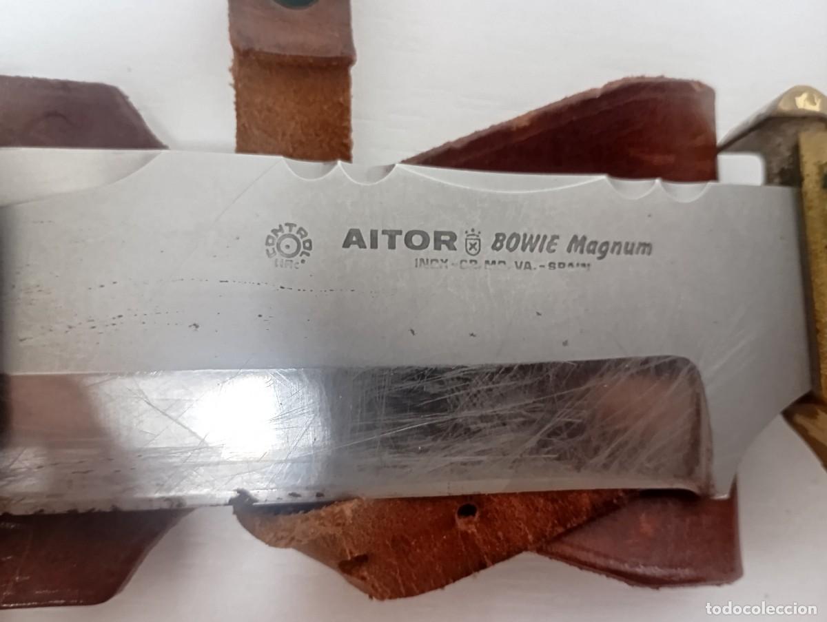 Militaria: Cuchillo Aitor Bowie Magnum Ermua (A&ntilde;os 80/90) Madera y Lat&oacute;n + Piedra de Afilar Original