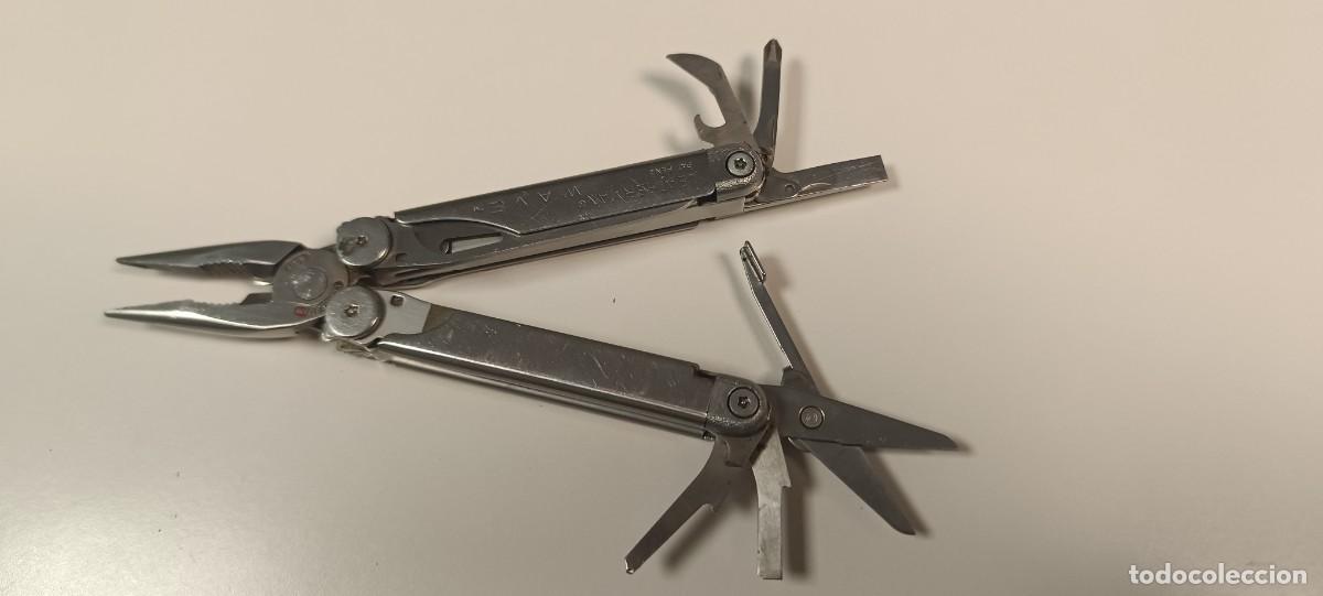 Militaria: ANTIGUA NAVAJA LEATHERMAN WAVE CON FUNDA CUERO MARRO&Ntilde;