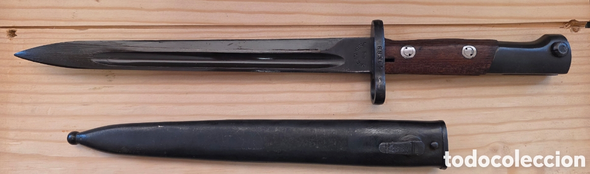 Militaria: Bayoneta Yugoslava M48 Mauser original &ndash; Preduzeće 44 &ndash; N&uacute;meros coincidentes &ndash; Completa con vaina