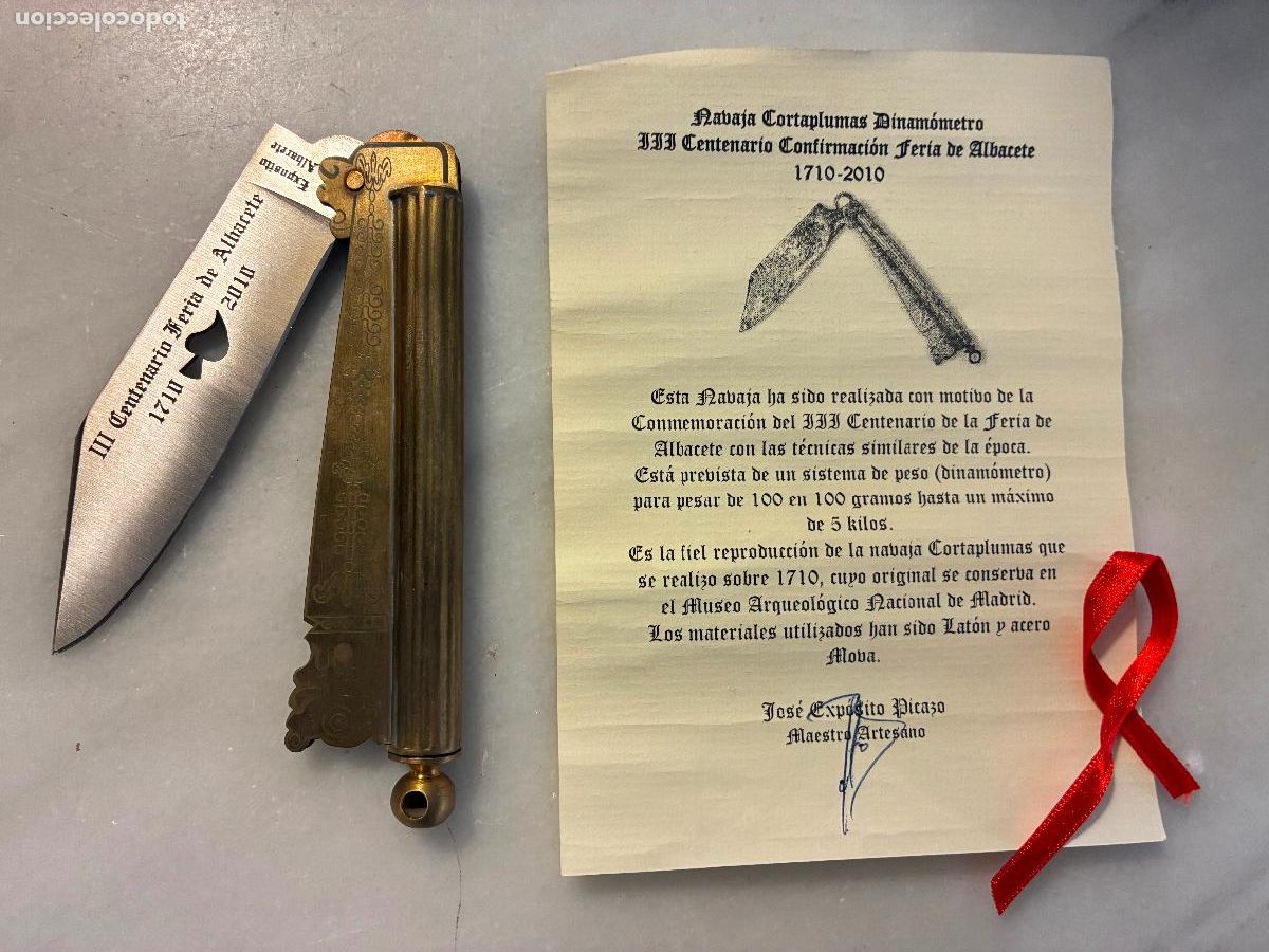 Militaria: Albacete reproducci&oacute;n navaja cortaplumas dinam&oacute;metro realizada sobre 1710 Jos&eacute; Exp&oacute;sito a&ntilde;o 2010