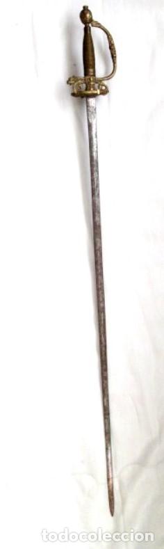Militaria: Spada / Sciabola a Lama Dritta con Elsa in Ottone Lavorato &ndash; fine '700 - inizi '800