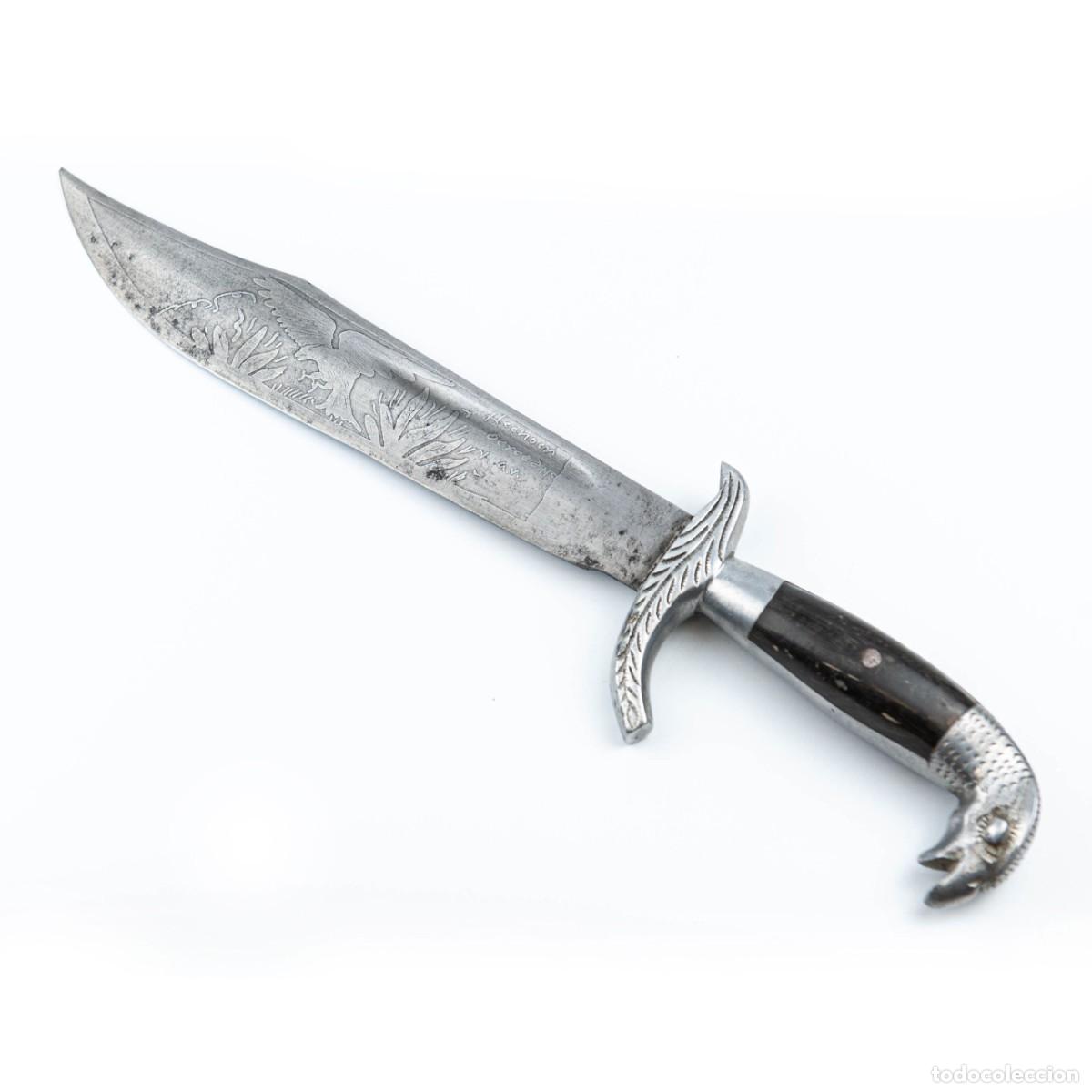 Militaria: Antico Coltello Pugnale Messicano Messico Inciso Aquila Cuchillo Oaxaca h. 32 cm