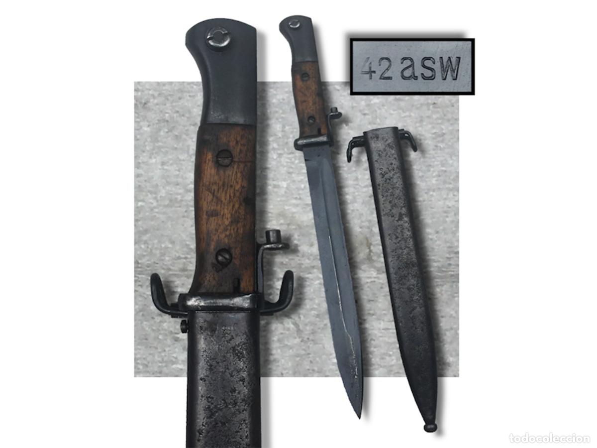 Militaria: RARISSIME & SUPERBE SABRE / DAGUE BAIONNETTE K98 MODIFI&Eacute;E NORV&Egrave;RE ORIGINAL
