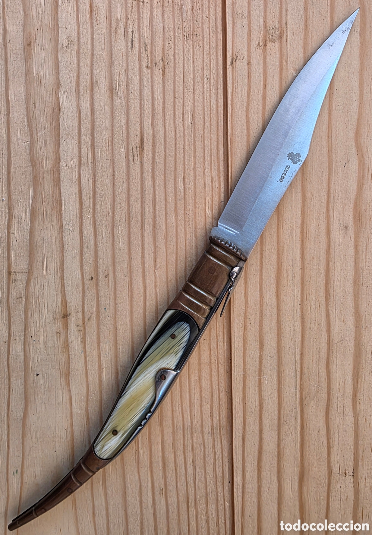 Militaria: NAVAJA ESPA&Ntilde;OLA ANDALUZA / SEVILLANA ANTIGUA &ndash; TOLEDO &ndash; ASTA NATURAL &ndash; CARRACA &ndash; GRAN TAMA&Ntilde;O