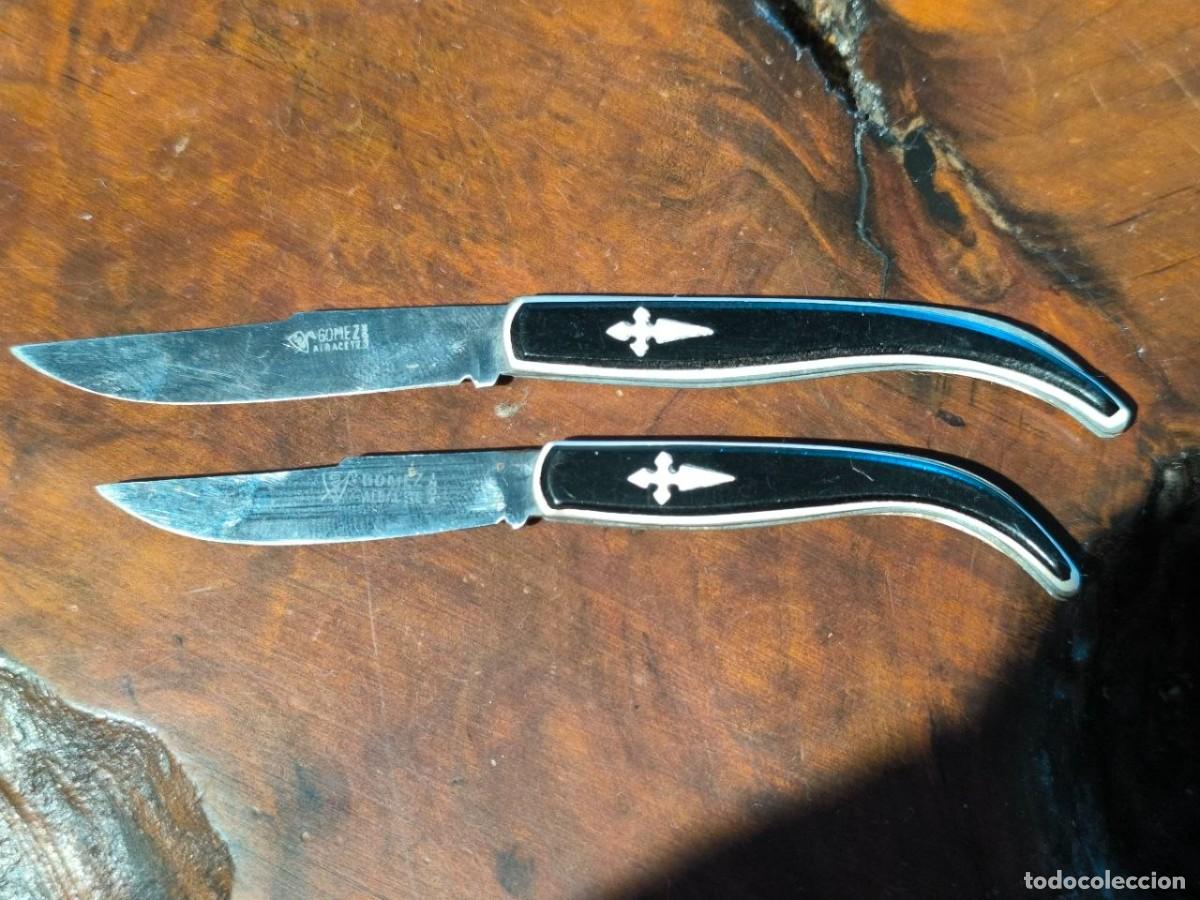 Militaria: DOS ANTIGUAS NAVAJAS GOMEZ ALBACETE - CRUZ DE SANTIAGO, ABIERTAS 14-12 CM