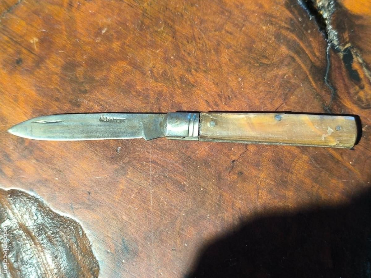 Militaria: ANTIGUA NAVAJA ALBACETE CACHAS DE ASTA 13,5 CM
